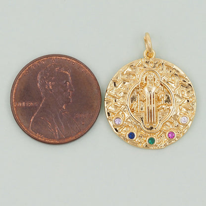 18K Gold Filled Virgin Mary Charm Pendant for Jewelry Making