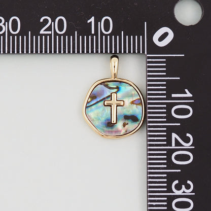 Gold Cross Charms,18K Gold Filled Shell Cross Pendant,Religious Charm Bracelet Necklace for DIY Jewelry Making Supply