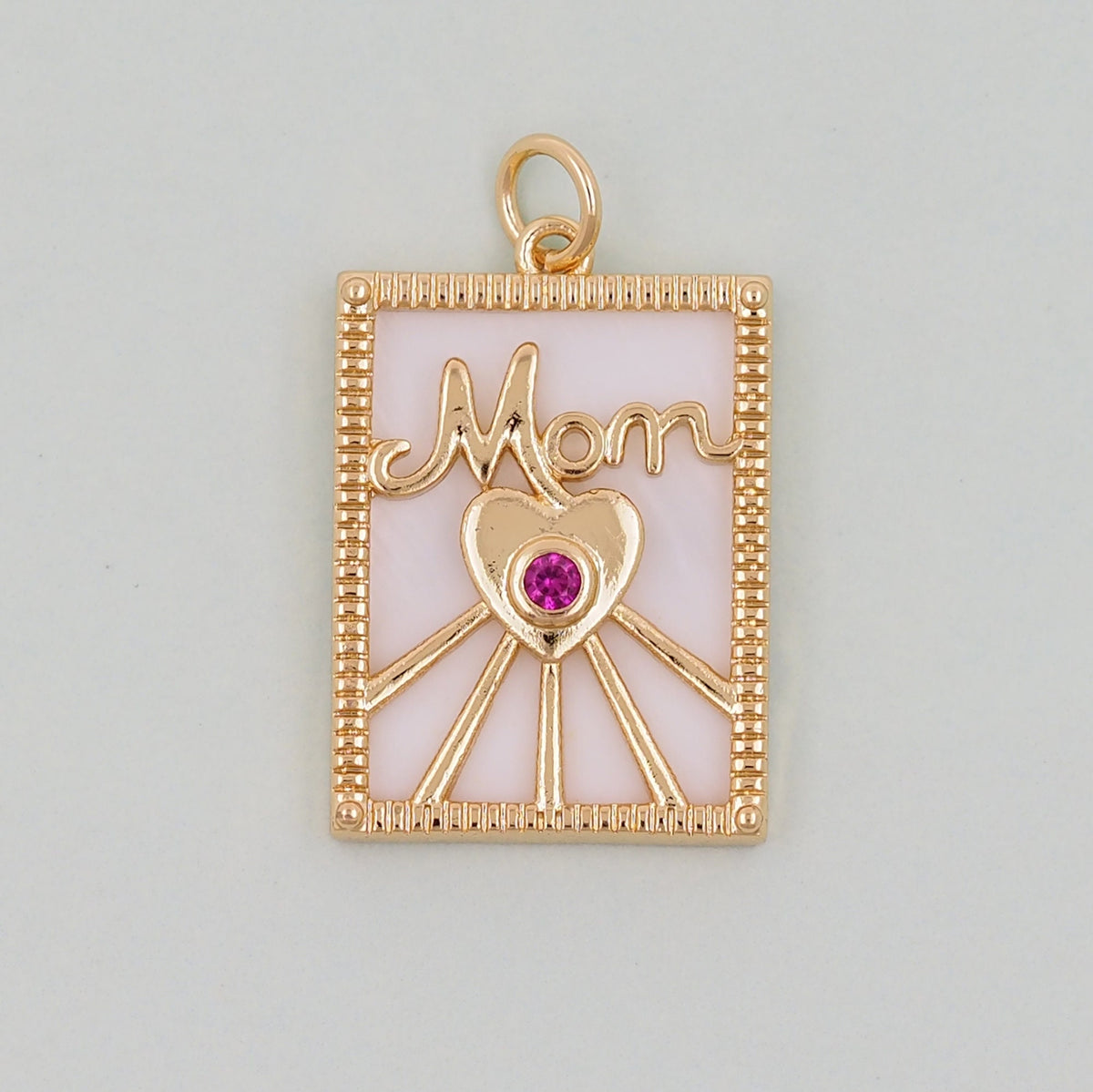Gold Mom Charms,18K Gold Filled Shell Mom Pendant,Mom Charm Bracelet Necklace for DIY Jewelry Making Supply
