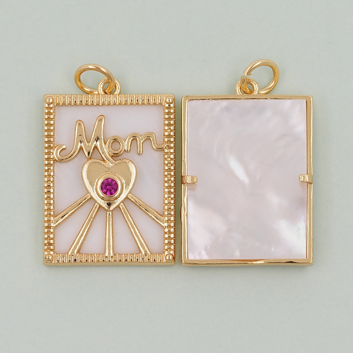 Gold Mom Charms,18K Gold Filled Shell Mom Pendant,Mom Charm Bracelet Necklace for DIY Jewelry Making Supply