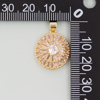Gold Round Sun Charms,18K Gold Filled Round Pendant,Round Connector Charm Bracelet Necklace for DIY Jewelry Making Supply