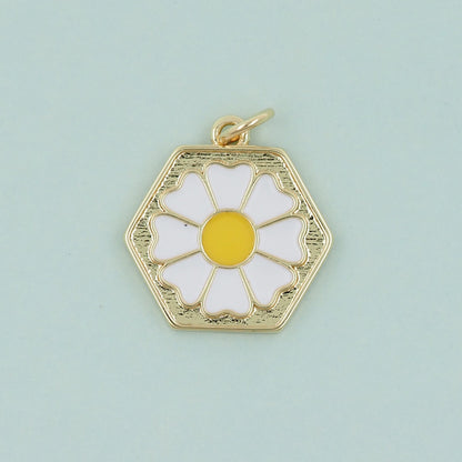 Gold daisy Charms,18K Gold Filled daisy Pendant,daisy Charm Bracelet Necklace for DIY Jewelry Making Supply