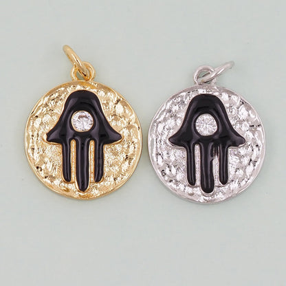 18K Gold Filled Cubic Zirconia Hamsa Connector for Jewelry Making