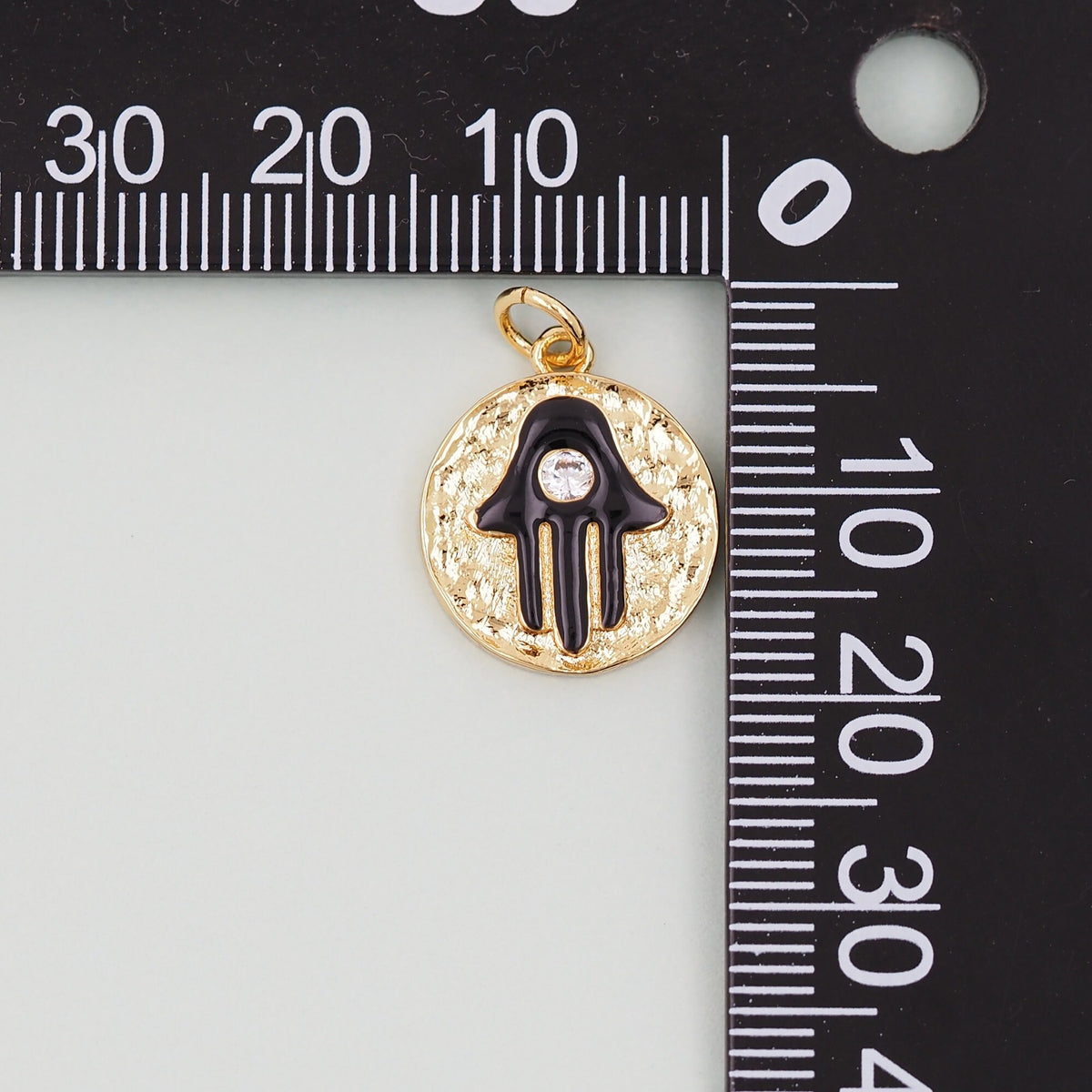 18K Gold Filled Cubic Zirconia Hamsa Connector for Jewelry Making