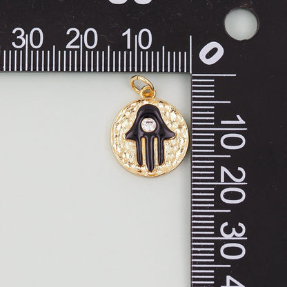 18K Gold Filled Cubic Zirconia Hamsa Connector for Jewelry Making
