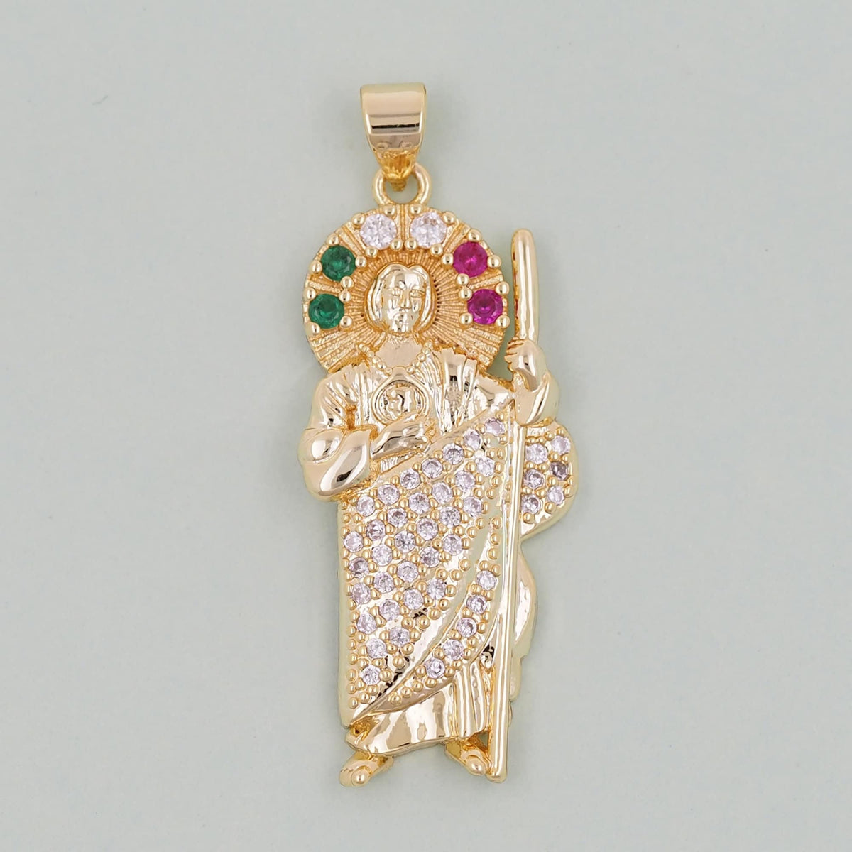 Gold Saint Jude Charms,18K Gold Filled Saint Jude Pendant,Saint Jude Charm Bracelet Necklace for DIY Jewelry Making Supply