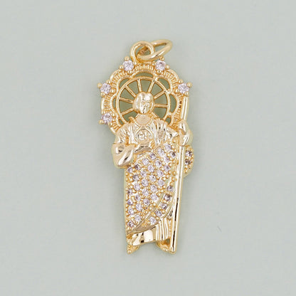Gold Saint Jude Charms,18K Gold Filled Saint Jude Pendant,Saint Jude Charm Bracelet Necklace for DIY Jewelry Making Supply