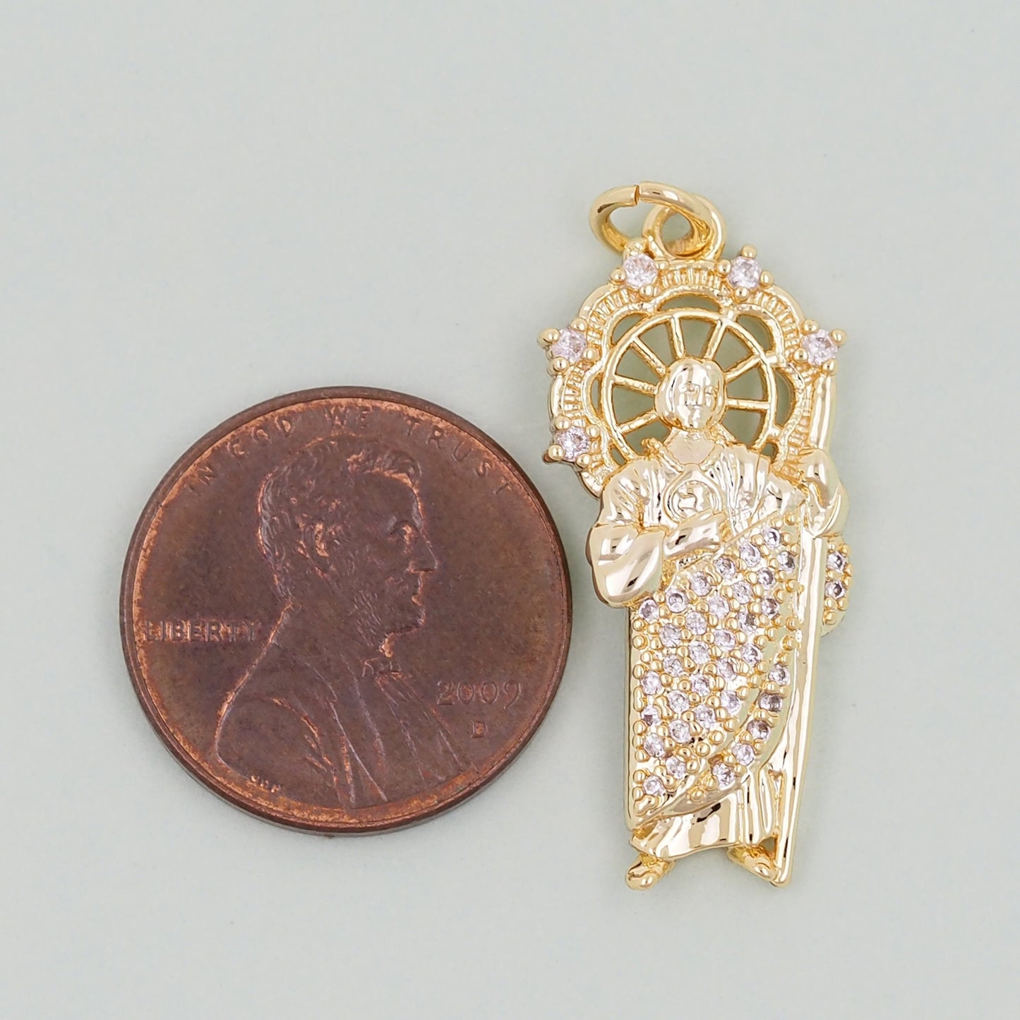 Gold Saint Jude Charms,18K Gold Filled Saint Jude Pendant,Saint Jude Charm Bracelet Necklace for DIY Jewelry Making Supply
