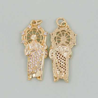 Gold Saint Jude Charms,18K Gold Filled Saint Jude Pendant,Saint Jude Charm Bracelet Necklace for DIY Jewelry Making Supply