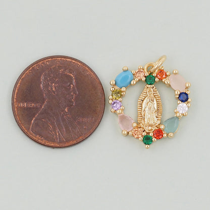 Gold virgin mary Charms,18K Gold Filled virgin mary Pendant,virgin mary Charm Bracelet Necklace for DIY Jewelry Making Supply