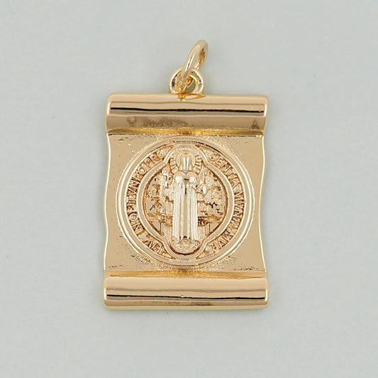Gold Benedict Charms,18K Gold FilledBenedict Pendant,Rectangle Benedict Charm Bracelet Necklace for DIY Jewelry Making Supply