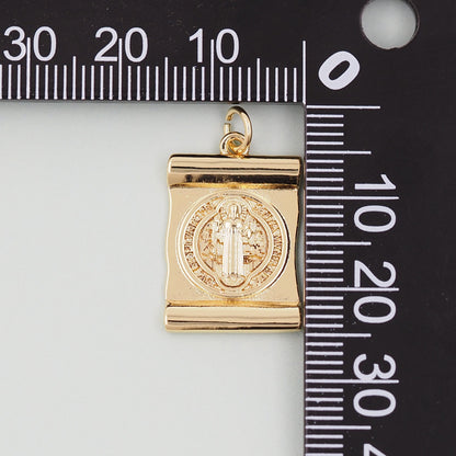 Gold Benedict Charms,18K Gold FilledBenedict Pendant,Rectangle Benedict Charm Bracelet Necklace for DIY Jewelry Making Supply