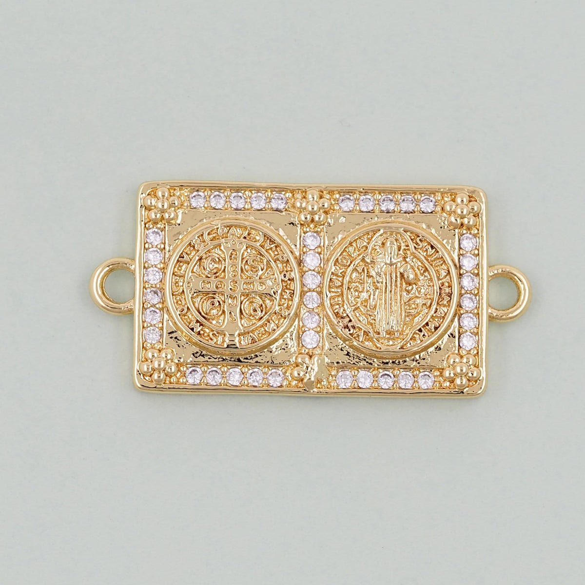 Gold Benedict Charms,18K Gold FilledBenedict Pendant,Rectangle Benedict Charm Bracelet Necklace for DIY Jewelry Making Supply