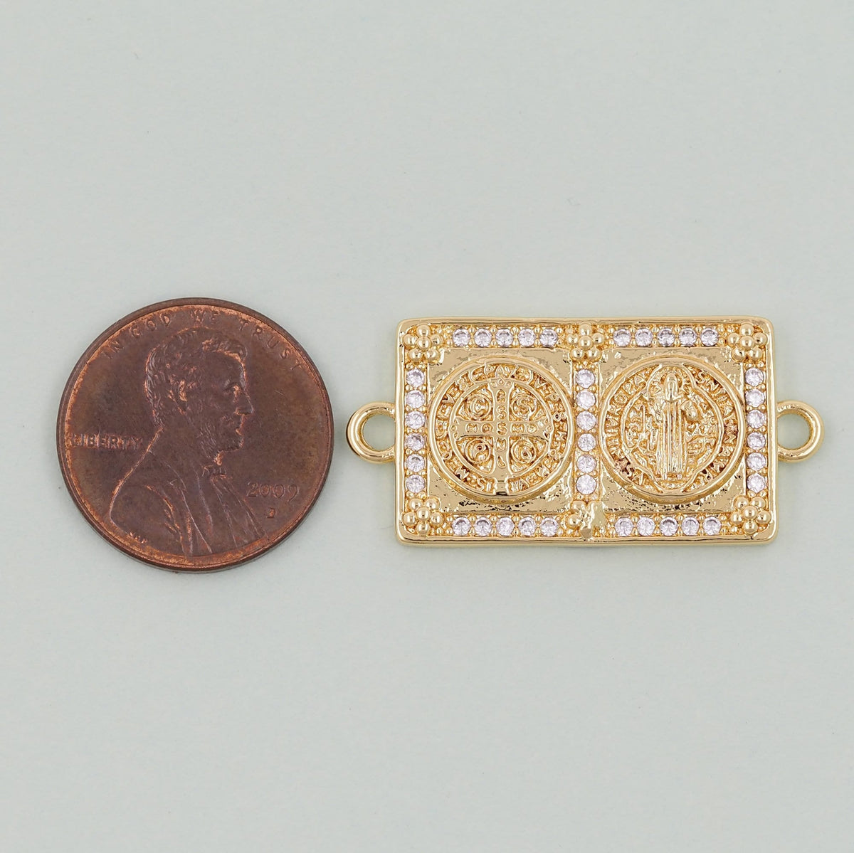 Gold Benedict Charms,18K Gold FilledBenedict Pendant,Rectangle Benedict Charm Bracelet Necklace for DIY Jewelry Making Supply