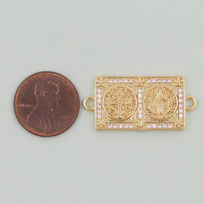 Gold Benedict Charms,18K Gold FilledBenedict Pendant,Rectangle Benedict Charm Bracelet Necklace for DIY Jewelry Making Supply