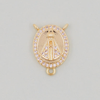 Gold church Charms,18K Gold Filled church Pendant,Oval Charm Bracelet Necklace for DIY Jewelry Making Supply