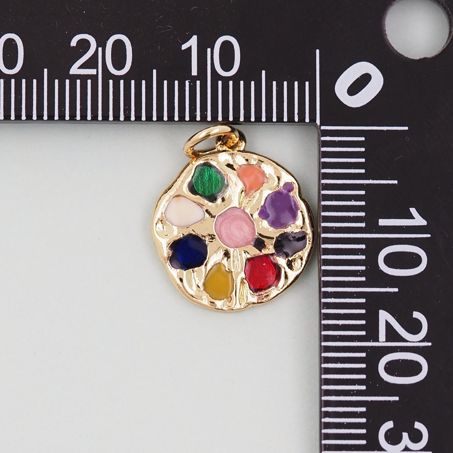 Gold Round colorful Charms,18K Gold Filled Round Pendant,Round Charm Bracelet Necklace for DIY Jewelry Making Supply