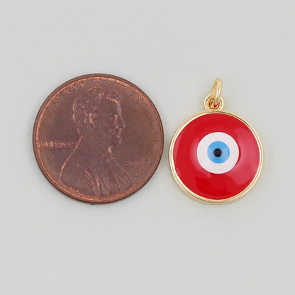 Gold Round Evil Eye Charms,18K Gold Filled Evil Eye Pendant,Enamel Evil Eye Charm Bracelet Necklace for DIY Jewelry Making Su