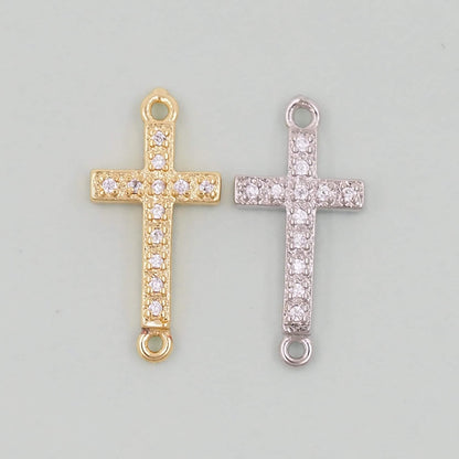 18K Gold Filled Cross Pendant,Cross Charm Bracelet Necklace for DIY Jewelry Making Supply