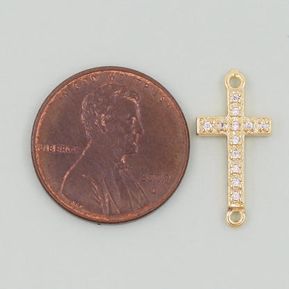 18K Gold Filled Cross Pendant,Cross Charm Bracelet Necklace for DIY Jewelry Making Supply