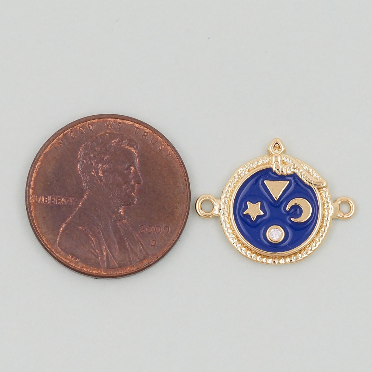 Gold Round Connector Charms,18K Gold Filled Moon Pendant,Star Charm Bracelet Necklace for DIY Jewelry Making Supply