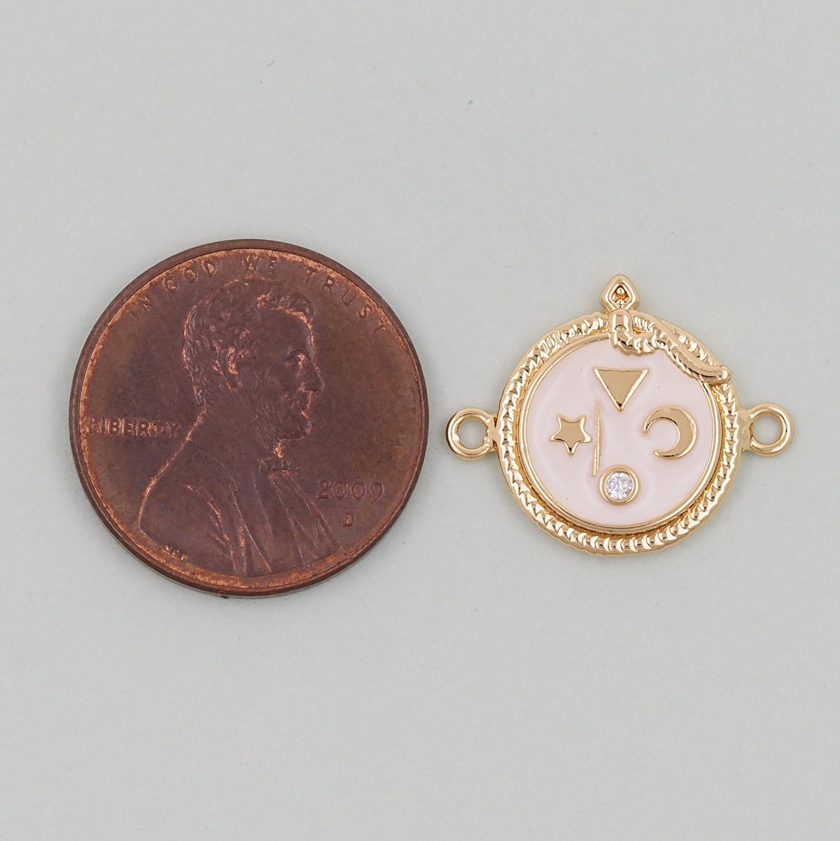 Gold Round Connector Charms,18K Gold Filled Moon Pendant,Star Charm Bracelet Necklace for DIY Jewelry Making Supply