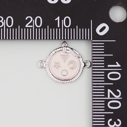 Gold Round Connector Charms,18K Gold Filled Moon Pendant,Star Charm Bracelet Necklace for DIY Jewelry Making Supply