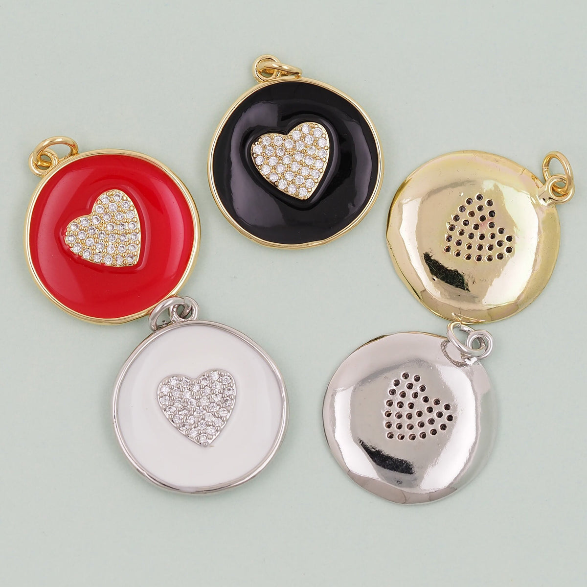 Gold Heart Charms,18K Gold Filled Heart Pendant,Heart Charm Bracelet Necklace for DIY Jewelry Making Supply