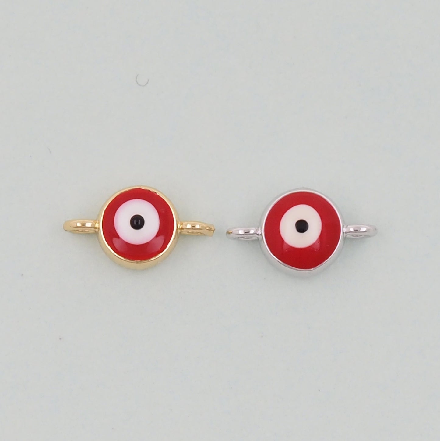 Gold Round Red Evil Eye Charms,18K Gold Filled Evil Eye Pendant,Evil Eye Charm Bracelet Necklace for DIY Jewelry Making Supply