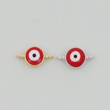 Gold Round Red Evil Eye Charms,18K Gold Filled Evil Eye Pendant,Evil Eye Charm Bracelet Necklace for DIY Jewelry Making Supply
