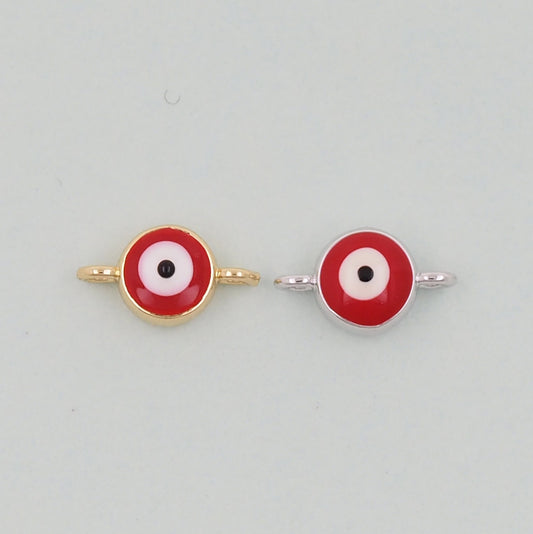 Gold Round Red Evil Eye Charms,18K Gold Filled Evil Eye Pendant,Evil Eye Charm Bracelet Necklace for DIY Jewelry Making Supply