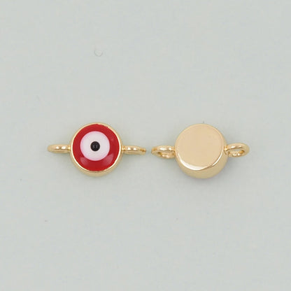 Gold Round Red Evil Eye Charms,18K Gold Filled Evil Eye Pendant,Evil Eye Charm Bracelet Necklace for DIY Jewelry Making Supply