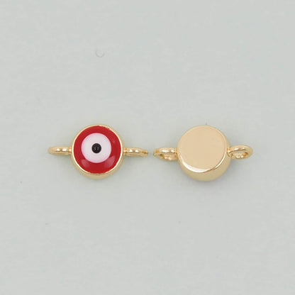 Gold Round Red Evil Eye Charms,18K Gold Filled Evil Eye Pendant,Evil Eye Charm Bracelet Necklace for DIY Jewelry Making Suppl