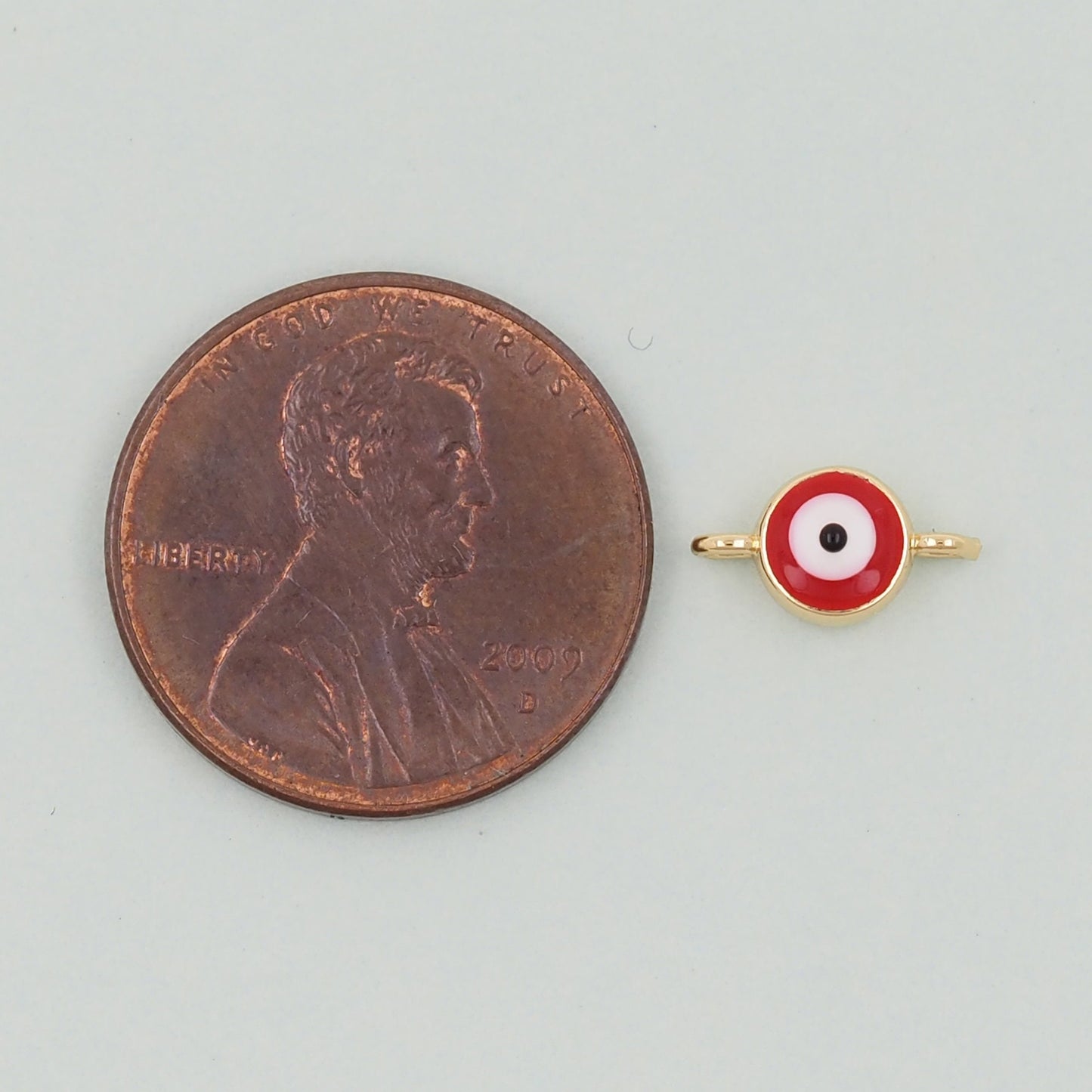 Gold Round Red Evil Eye Charms,18K Gold Filled Evil Eye Pendant,Evil Eye Charm Bracelet Necklace for DIY Jewelry Making Supply