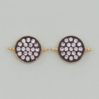 Gold Round Connector Charms,18K Gold Filled Round Pendant,Round Charm Bracelet Necklace for DIY Jewelry Making Supply