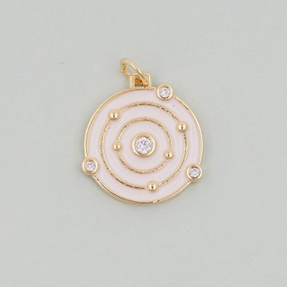Gold Round Charms,18K Gold Filled celestial charm Pendant,universe Charm Bracelet Necklace for DIY Jewelry Making Supply
