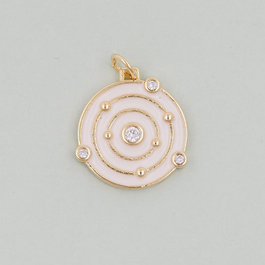 Gold Round Charms,18K Gold Filled celestial charm Pendant,universe Charm Bracelet Necklace for DIY Jewelry Making Supply