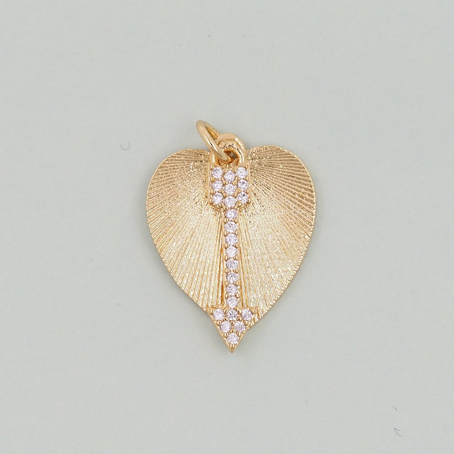 Gold Heart Charms,18K Gold Filled Heart Pendant,arrow Charm Bracelet Necklace for DIY Jewelry Making Supply