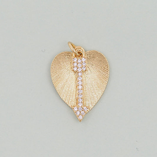 Gold Heart Charms,18K Gold Filled Heart Pendant,arrow Charm Bracelet Necklace for DIY Jewelry Making Supply