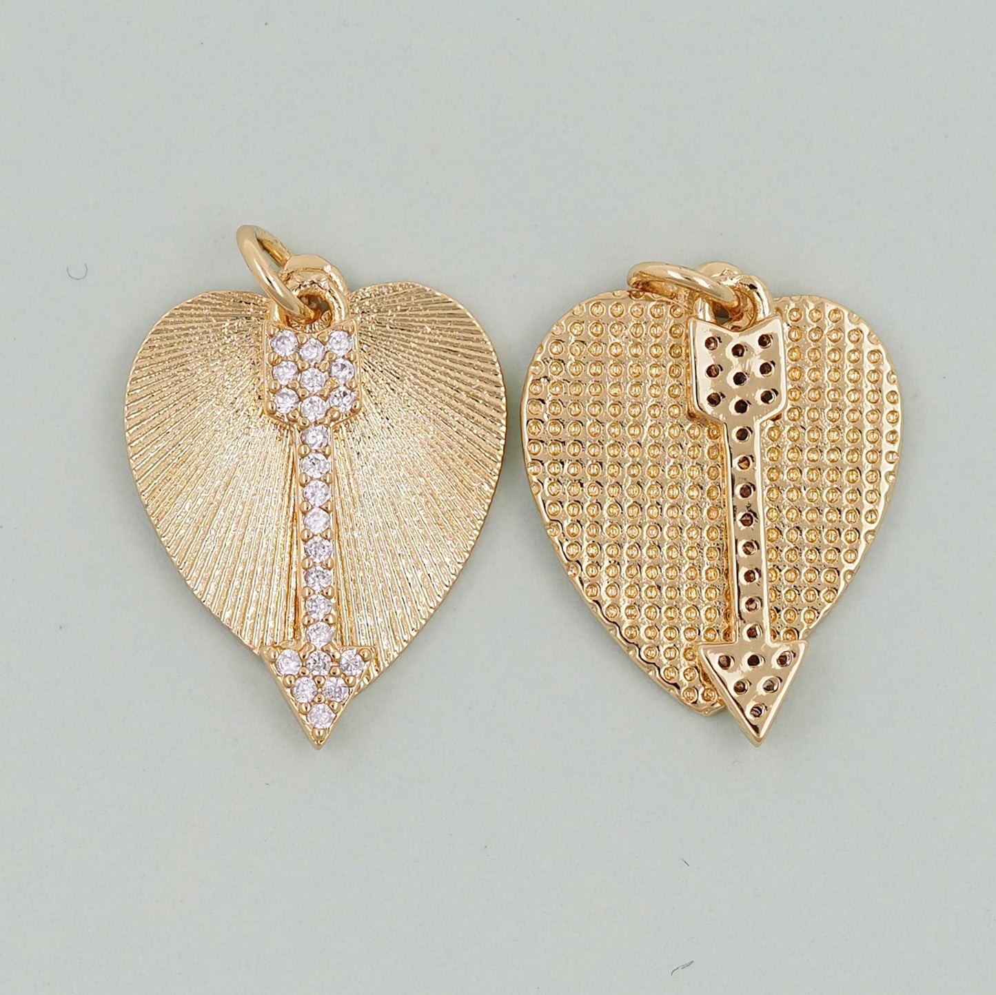 Gold Heart Charms,18K Gold Filled Heart Pendant,arrow Charm Bracelet Necklace for DIY Jewelry Making Supply