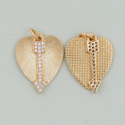 Gold Heart Charms,18K Gold Filled Heart Pendant,arrow Charm Bracelet Necklace for DIY Jewelry Making Supply