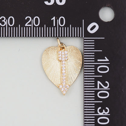 Gold Heart Charms,18K Gold Filled Heart Pendant,arrow Charm Bracelet Necklace for DIY Jewelry Making Supply