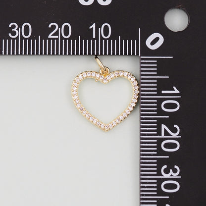 Gold Heart Charms,18K Gold Filled Heart Pendant,Heart Charm Bracelet Necklace for DIY Jewelry Making Supply