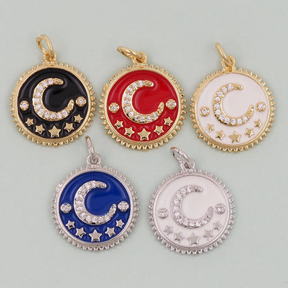 Gold Celestial Charms,18K Gold Filled Star Pendant,Moon Charm Bracelet Necklace for DIY Jewelry Making Supply