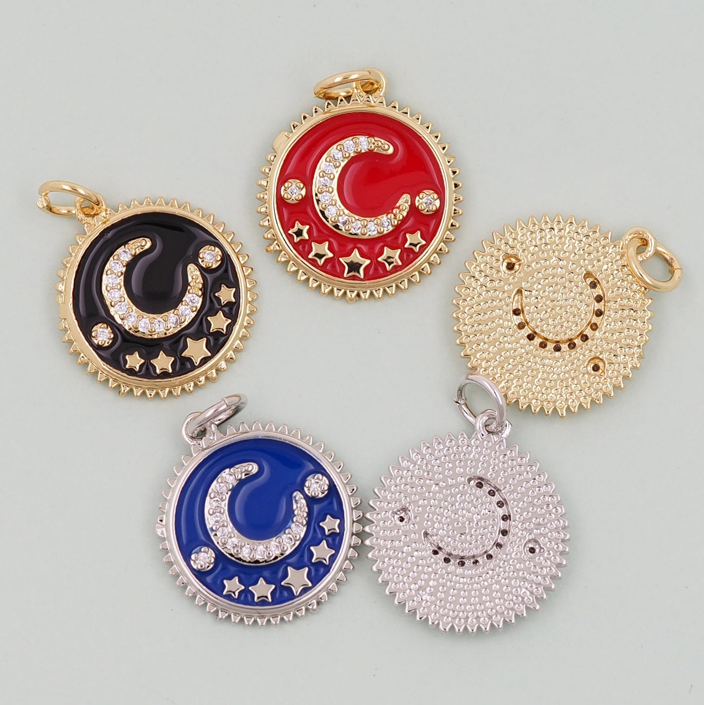 Gold Celestial Charms,18K Gold Filled Star Pendant,Moon Charm Bracelet Necklace for DIY Jewelry Making Supply
