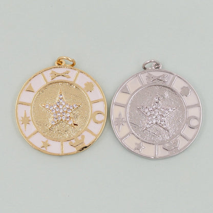 18K Gold Filled Star Pendant,CZ Micro Pave Star Charm Bracelet Necklace for DIY Jewelry Making Supply