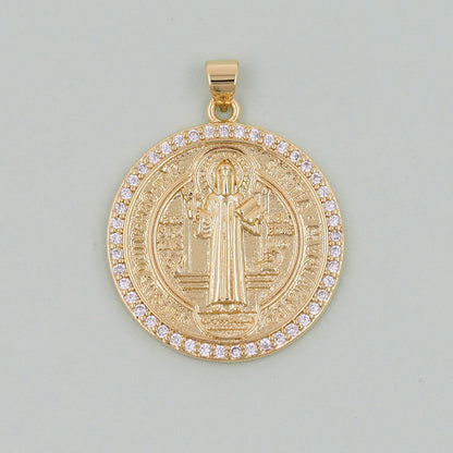 Gold Benedict Charms,18K Gold Filled Benedict Pendant,Round Benedict Charm Bracelet Necklace for DIY Jewelry Making Supply