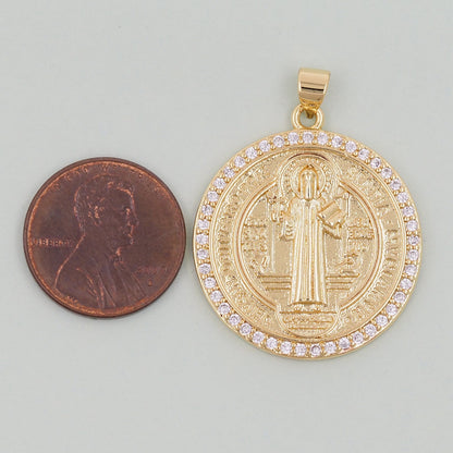 Gold Benedict Charms,18K Gold Filled Benedict Pendant,Round Benedict Charm Bracelet Necklace for DIY Jewelry Making Supply