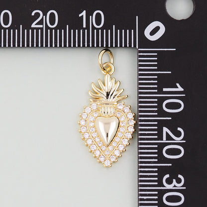 18K Gold Filled Sacred Heart Charm Pendant for Jewelry Making