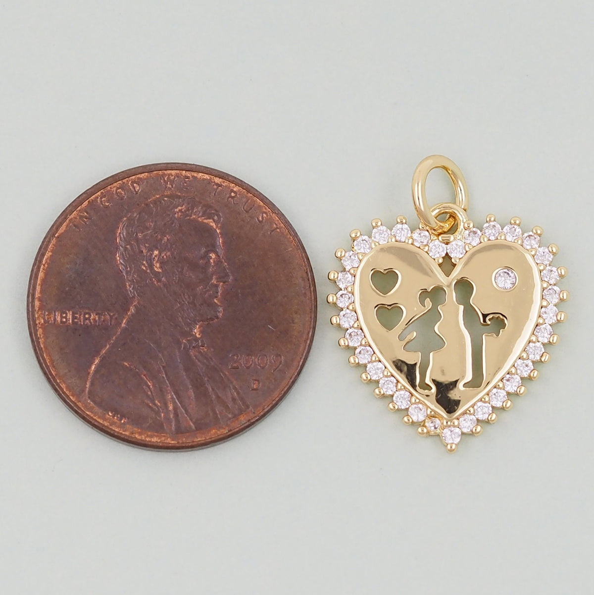 18K Gold Filled Heart Charm Pendant for Jewelry Making